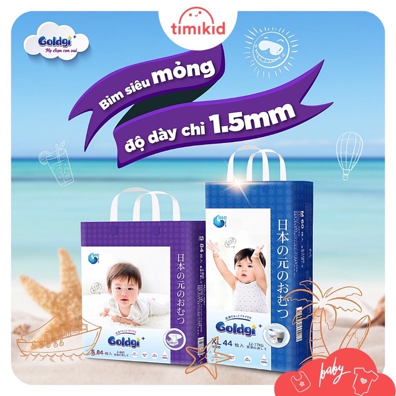 [Goldgi Mẫu mới 2020- Kèm quà] Bỉm dán/quần Goldgi+ size Nb92/S84/M66/M60/L56/L48/XL46/XL44/XXL34