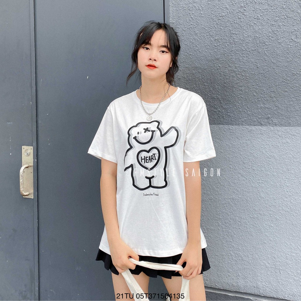 Áo thun tay ngắn in hình gấu cười ulzzang thời trang nữ Fmstyle Saigon 21TU05T371504