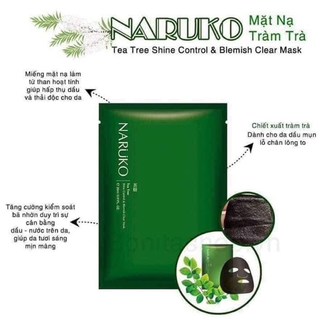 Mặt nạ TRÀM TRÀ NARUKO (Đài Loan) 01 miếng