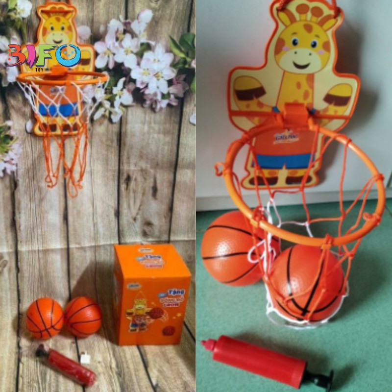 Bộ đồ chơi bóng rổ treo tường mini hình voi khỉ khủng long gấu dễ thương, bóng rổ cho bé phát triển chiều cao
