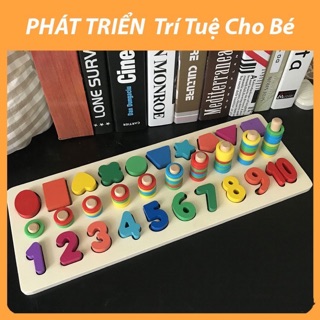 Bảng gỗ học số và hình khối cho bé