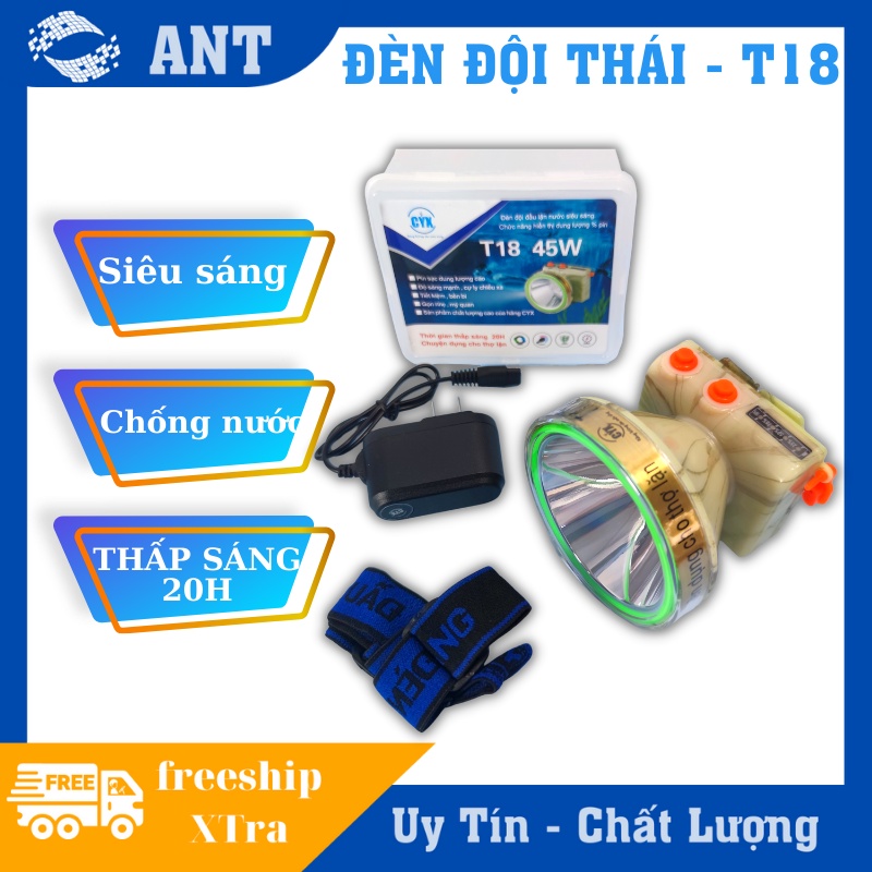 Đèn pin đội đầu siêu sáng chống nước T18 - 20H