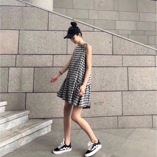 Đầm đuôi cá kẻ ô siêu xinh
