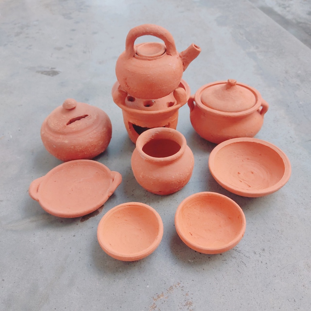 Bộ 9 món đồ chơi nấu ăn cho bé bằng đất nung, đồ hàng nấu ăn mini an toàn cho trẻ -Ảnh thật