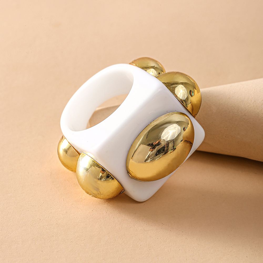 Nhẫn Đeo Tay Kim Loại Đính Đá Màu Đen Trắng Thời Trang Cho Nữ