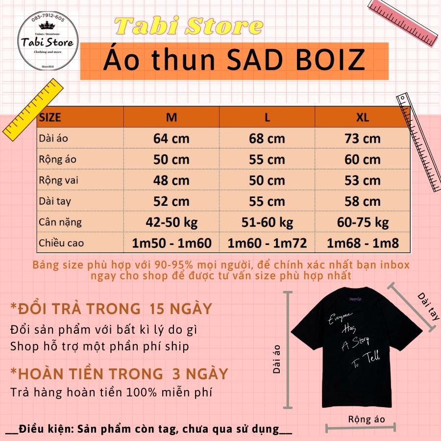 Áo thun unisex 💖 𝑭𝑹𝑬𝑬𝑺𝑯𝑰𝑷 💖 Áo thun tay lỡ unisex dáng rộng unisex dưới 75kg TABI STORE - Áo thun Sadboiz SAD Mặt buồn | BigBuy360 - bigbuy360.vn