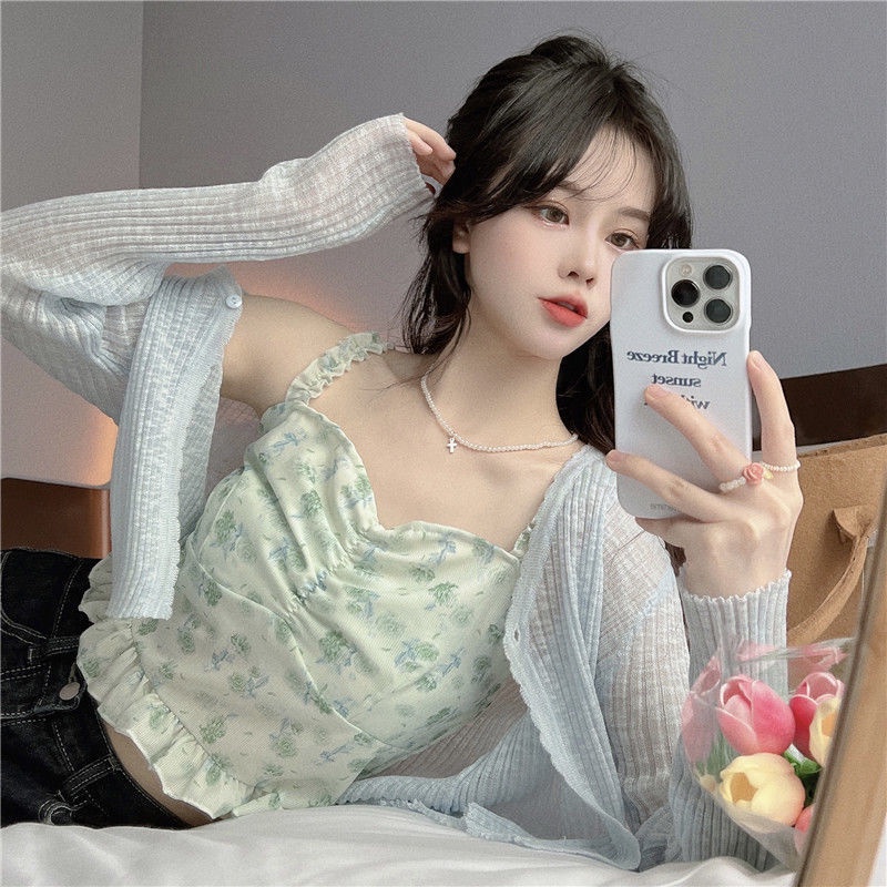 Áo Hai Dây Họa Tiết Hoa Xinh Xắn Thời Trang Cho Nữ  tao bao