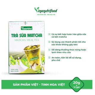 Trà sữa Matcha VINANUTRIFOOD, Hộp 20g x 12 gói