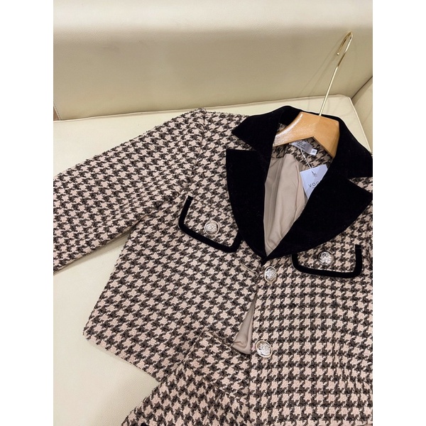 ( Ảnh thật ) A1226 Set dạ tweed áo viền nhung và chân váy bút chì | BigBuy360 - bigbuy360.vn