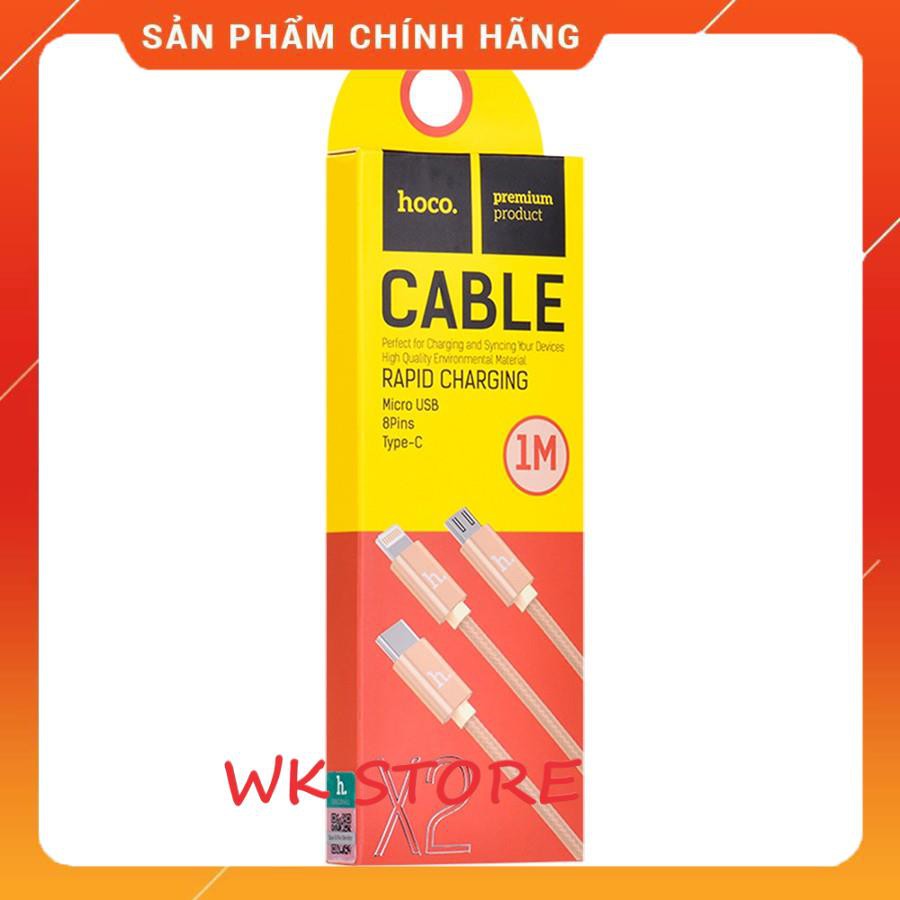 Cáp sạc HOCO X2 (3 đầu sạc: Micro, Lightning, Type C)