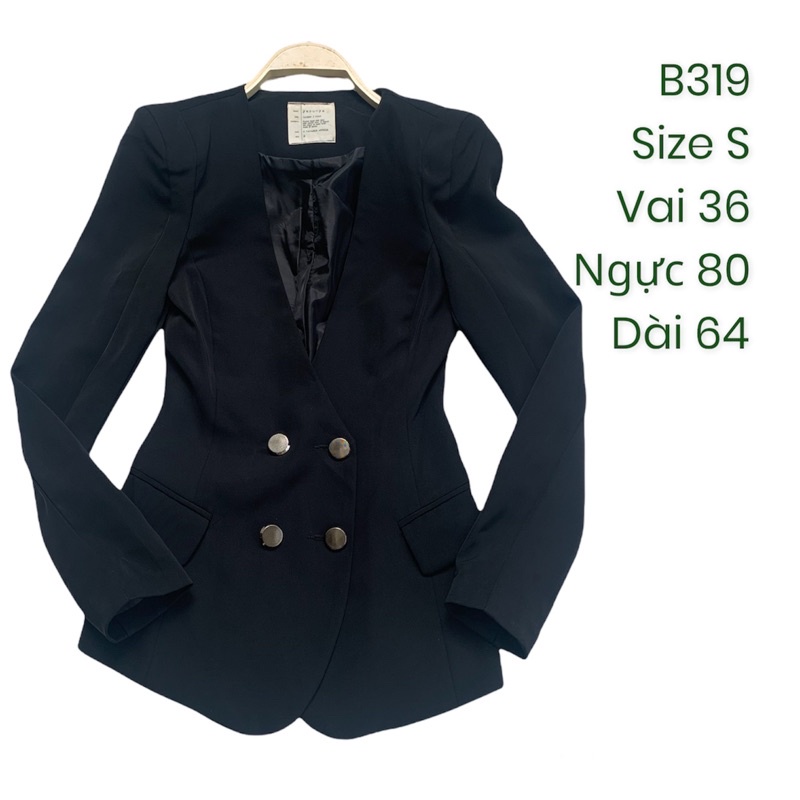 Áo vest/blazer B319 không cổ dày dặn đứng dáng 2hand Hàn si tuyển ảnh thật