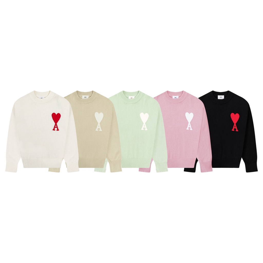 ❤❀  ❤ Áo Nỉ Dài Tay Cổ Tròn Thêu Hình Trái Tim Thời Trang Unisex