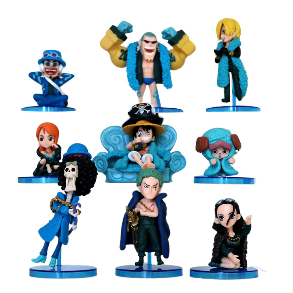 [Figure&Toy]9Pcs/Set Anime Cartoon Cute Blue One Piece Model Toys Ornaments Home Decoration