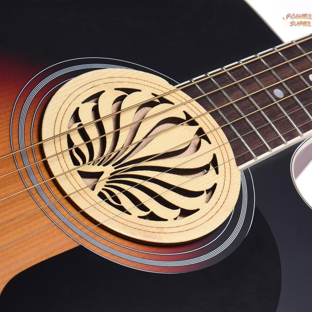 PSUPER Guitar Wooden Soundhole Sound Hole Cover Block Feedback Buffer Spruce Wood for EQ Acoustic Folk Guitars