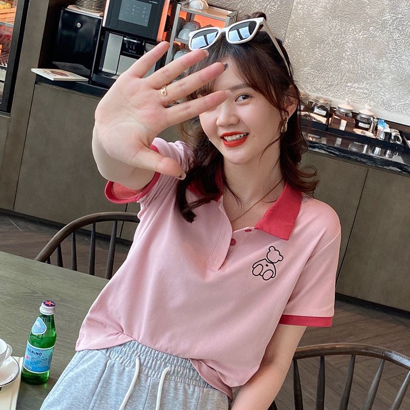 Áo Thun Tay Ngắn Cổ Polo Dáng Rộng Thời Trang Mùa Hè 2022 Cho Nữ
