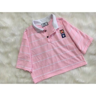 Áo Crop Top Sọc Ngang Có Cổ - Nhiều màu