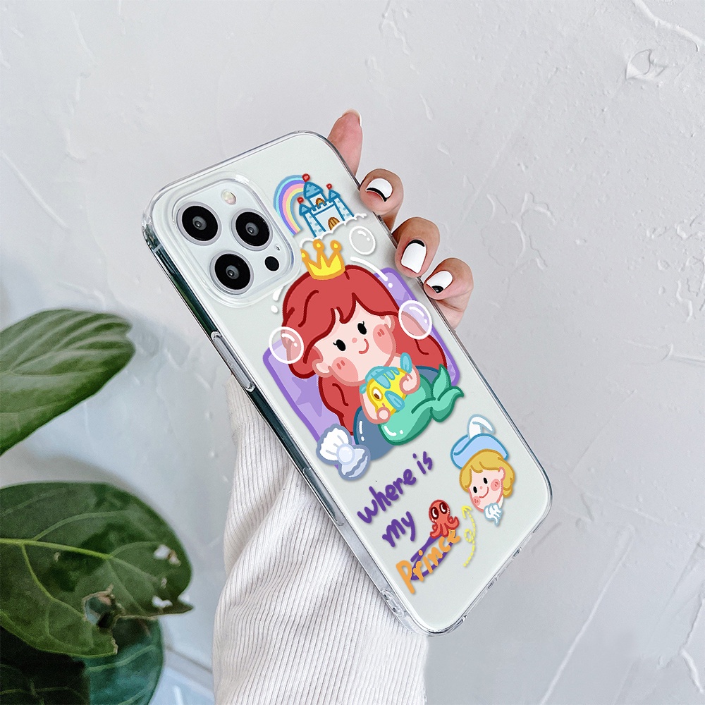 Ốp Điện Thoại Họa Tiết Hoạt Hình Nàng Tiên Cá Cho Iphone 11 Pro Max 12 Pro Max 13 Pro Max Mini 6 7 8 6 7plus Se 2020 X Xs Xr 5 4