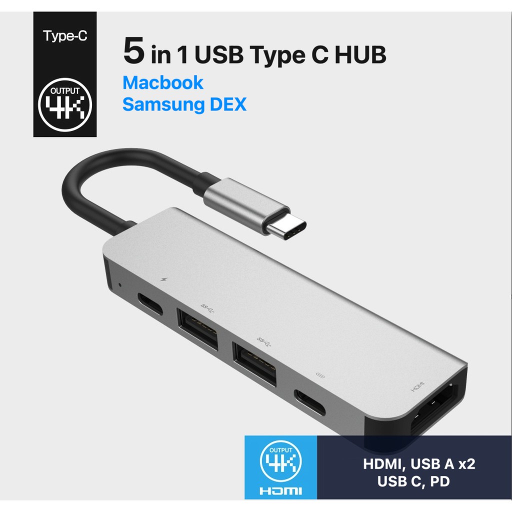 USB Type C - HUB mở rộng 5in1 3in1 8in1 9in1 HDMI, USB A, VGA, PD cho Laptop, Macbook, Samsung DEX