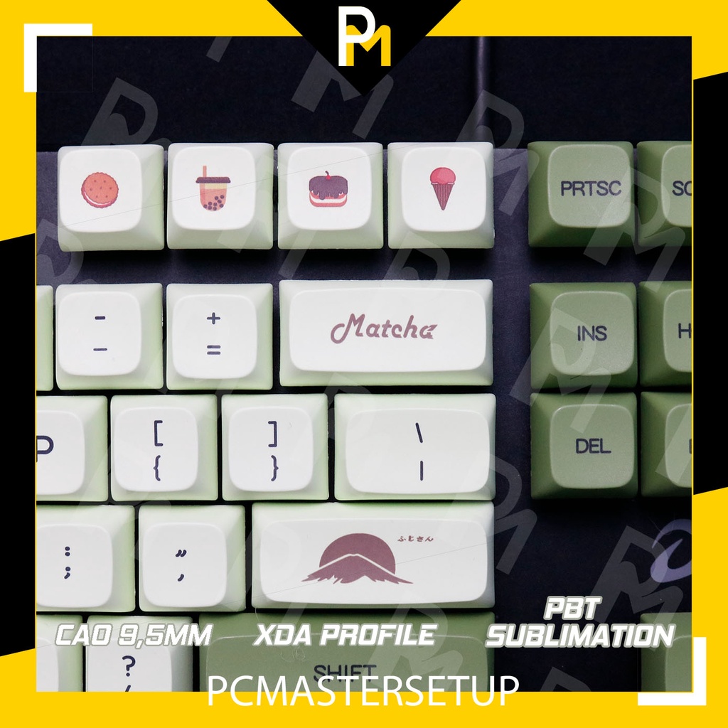 Keycap pbt xda matcha 9.5mm 124 phím, nút cho bàn phím cơ của PCMASTER