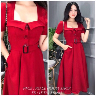 Đầm Maxi Dáng Xòe Chất Kate Lụa Kèm Đai Bel