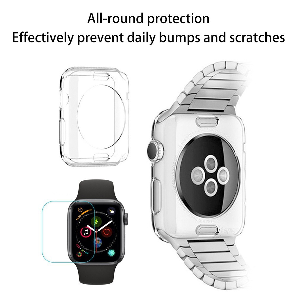 Vỏ đồng hồ + phim cường lực cho iWatch 4/3/2/1 cho dòng đồng hồ quả táo 38/40/42/44 mm