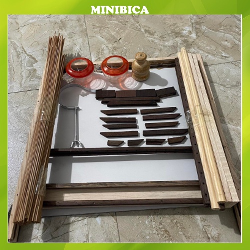 Khung lồng chim chào mào Minibica thái đấu vuông đấu gỗ tần bì dễ lắp ráp siêu đẹp LC99