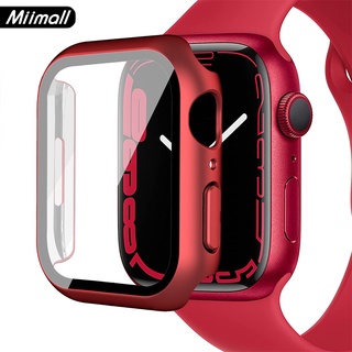 Miimall bảo vệ màn hình Ốp Lưng cho apple Watch 8 7 41/45mm 2 Trong 1 Ốp Kính cường lực bảo vệ màn hình Cho đồng hồ cho apple iwatch 7 series 8 41mm 45mm Case