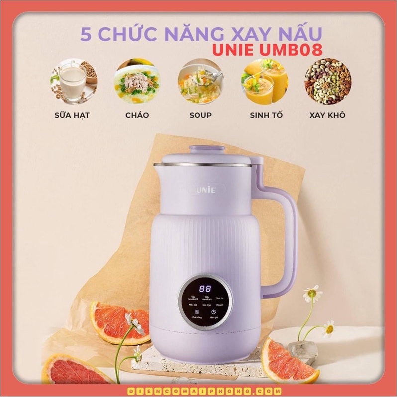 Máy Làm Sữa Hạt UNIE UMB08 Công suất 600W Dung tích 600ml - Hàng chính hãng , Bảo hành 12 tháng