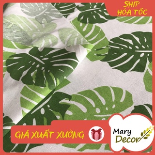 Vải linen họa tiết Lá cọ xanh V-B02