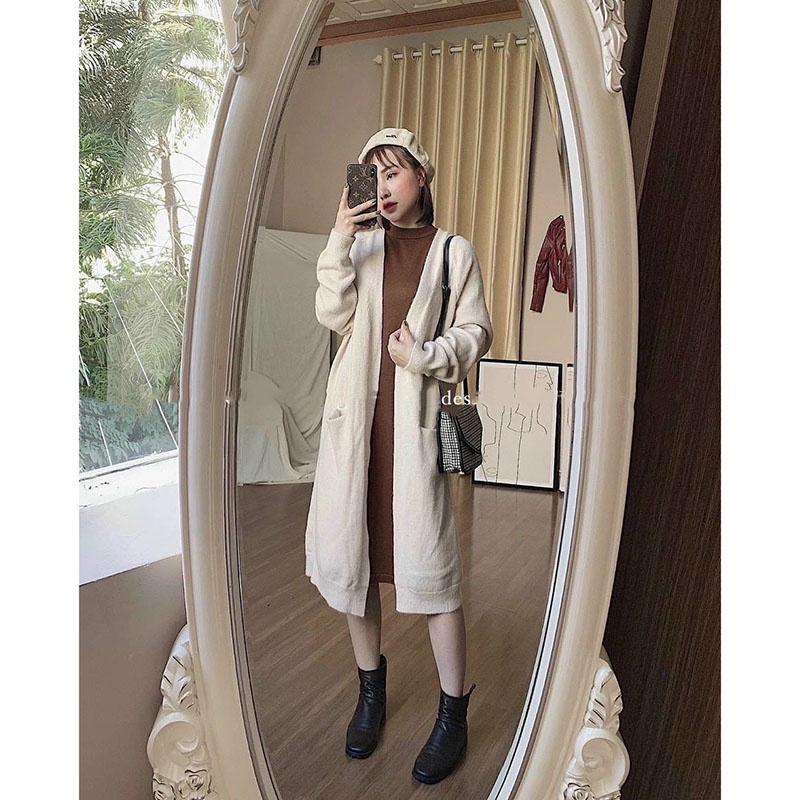 Áo Khoác Cardigan Len Lông Thỏ Dáng 2 Túi Trước M440- TT Korean