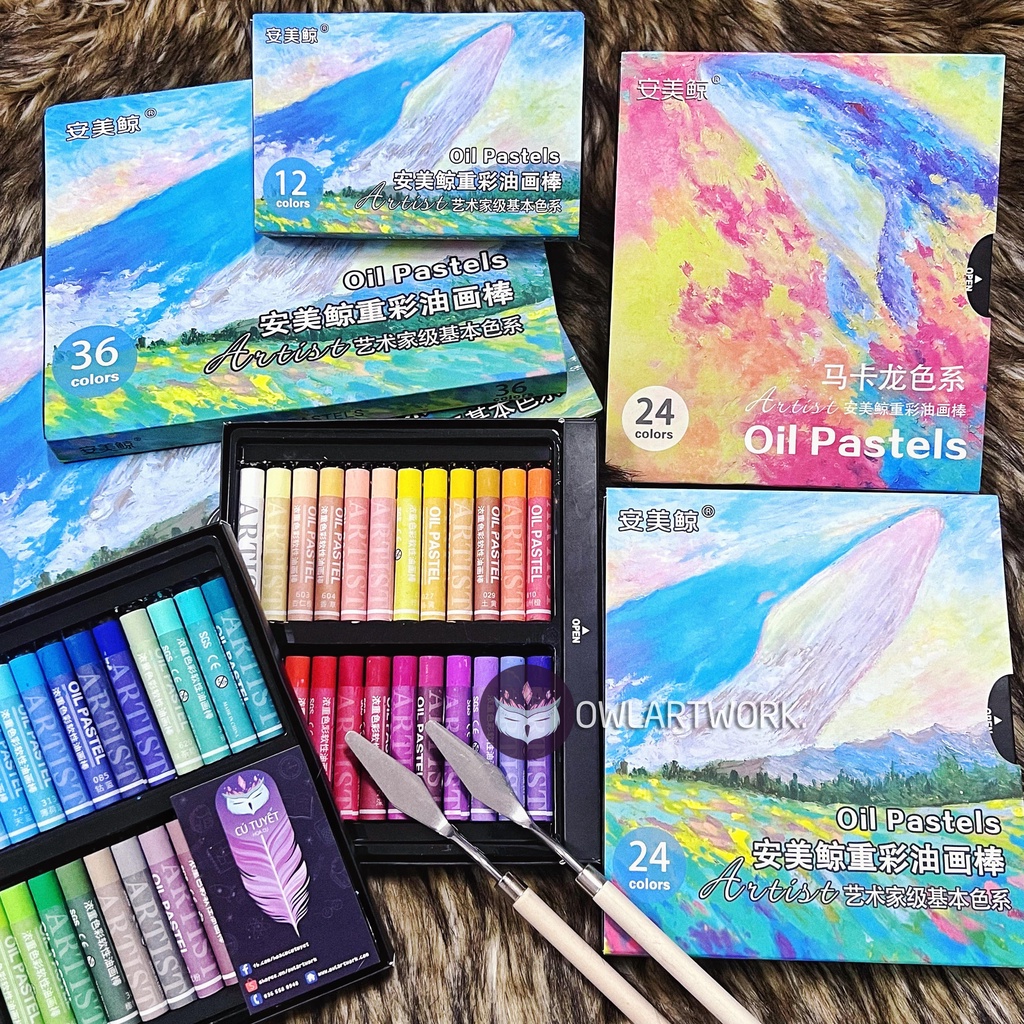 [CÚ TUYẾT] Màu Sáp Dầu Cá Voi Soft Oil Pastels Hạng Hoạ Sĩ 12/24/36/48