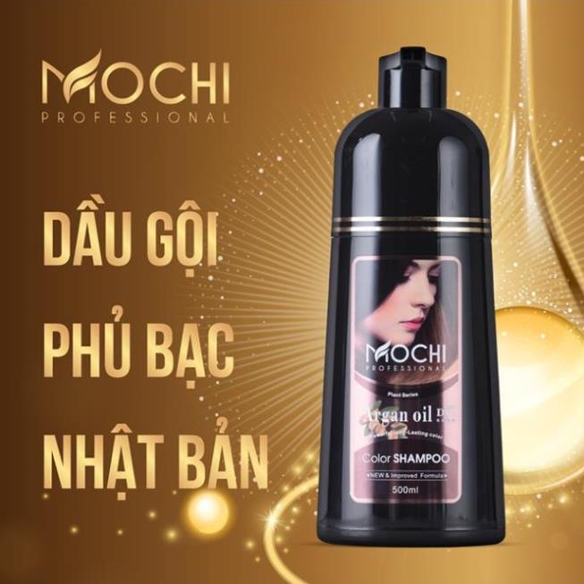 Dầu Gội Phủ Bạc Mochi Chính Hãng Nhật Bản - Nâu/Đen - Xóa Tan Nỗi Lo Bạc Tóc chai 500ml