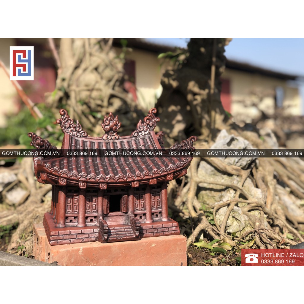 Tiểu cảnh hồ cá, trang trí bể cá cảnh, mô hình gốm đình làng HÀNG ĐẸP trang trí chậu cây bonsai