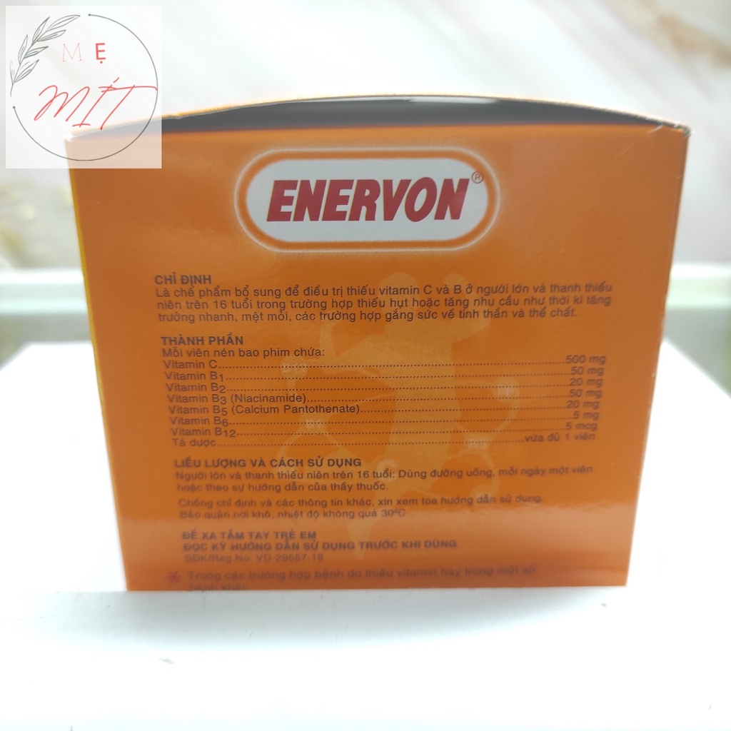 Enervon - Hộp 100 viên - Bổ sung Vitamin C 500 mg và Vitamin B Complex