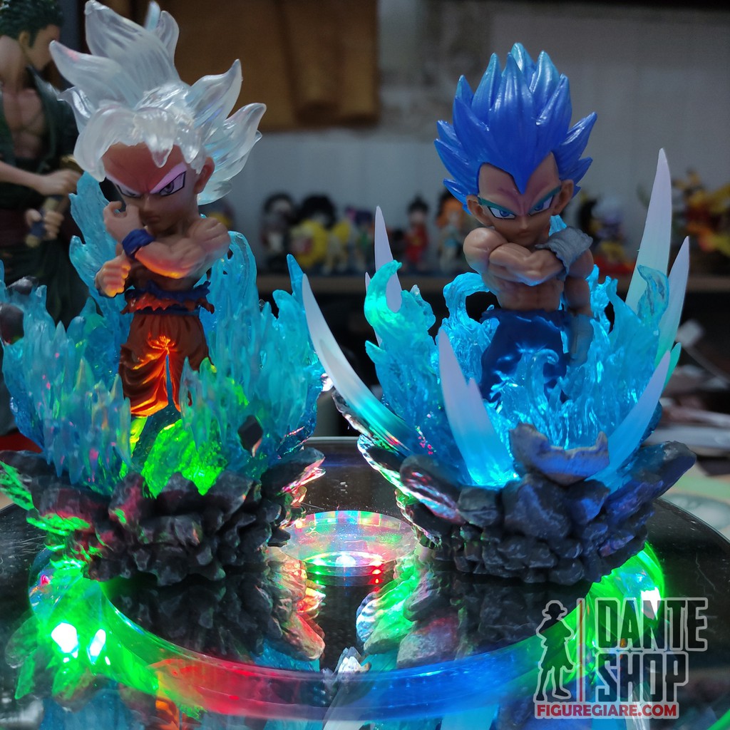 Mô Hình Chibi DragonBall Super Goku Ultra Instinct, Vegeta Blue Evolution 10cm Fullbox