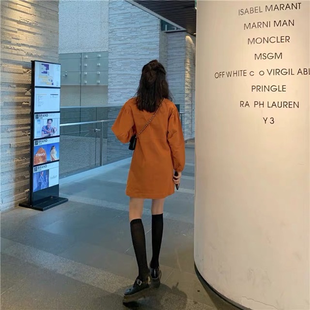 Pass Váy thu đông màu cam Quảng Châu, hàng có sẵn