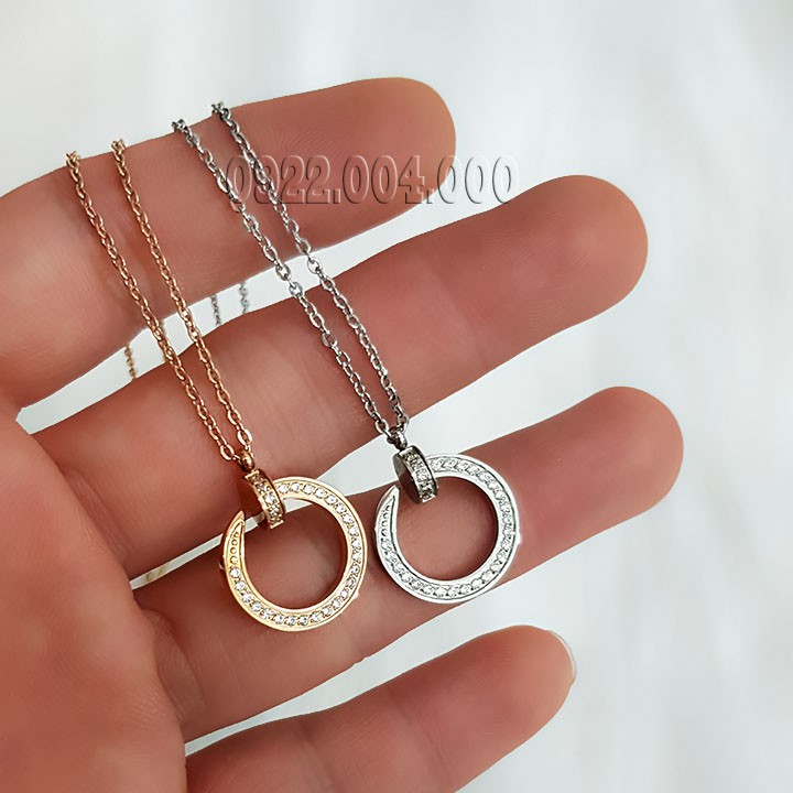 Dây chuyền nữ, dây chuyền đinh uốn cẩn đá nguyên vòng DE548.