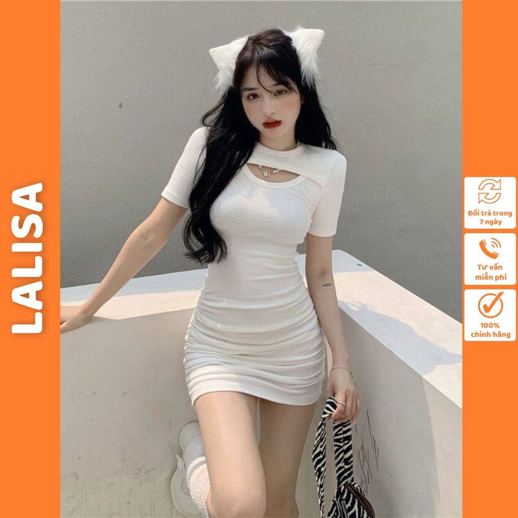 Đầm Body Sexy LALISA Dự Tiệc Sang Trọng Đẹp Thiết Kế Hàn Quốc Dáng Ôm Khoét Ngực Đi Chơi, Đi Dạo Phố VDE012