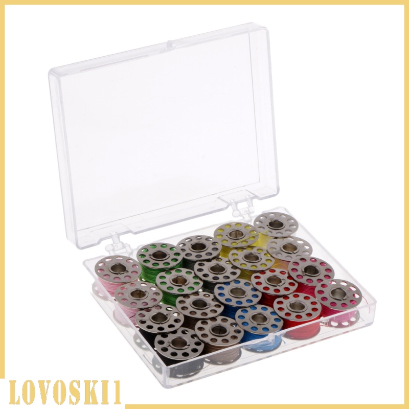 [LOVOSKI1]20pcs Colorful Sewing Threads and Stainless Steel Bobbins DIY Sewing Tools