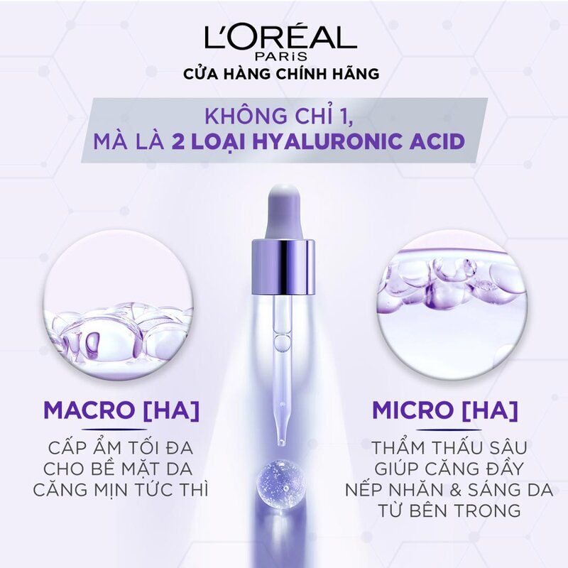 Serum siêu cấp ẩm sáng da L'Oreal Paris pure Hyaluronic Acid 1.5%  7.5ml