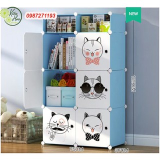 TỦ QUẦN ÁO NHỰA LẮP GHÉP ĐA NĂNG 6 Ô 2 KHAY TRANG TRÍ dành cho trẻ em sâu 37cm (nhiều mẫu mã, màu sắc lựa chọn)