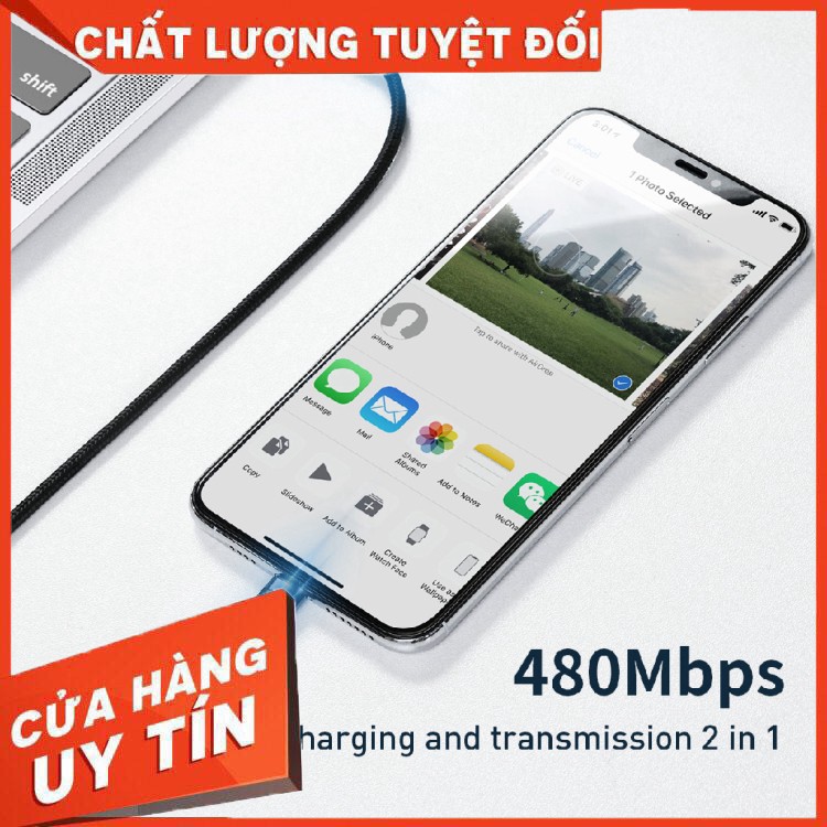 Cáp sạc nhanh 18W dùng cho iPhone, iPhone - Baseus Cafule Data Cable Type-C to iP