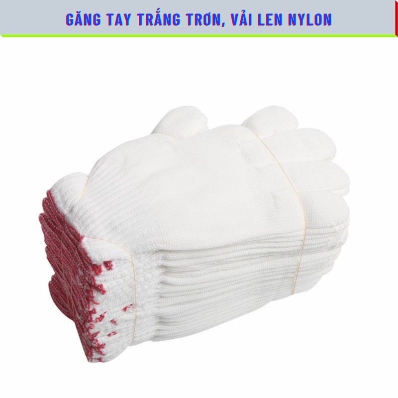 Găng tay bảo hộ lao động, găng tay làm vườn, chất liệu vải sợi polyester màu trắng (1 đôi)