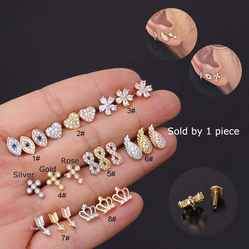 Khuyên môi ren trong suốt 16 độ nhiều mẫu tùy chọn