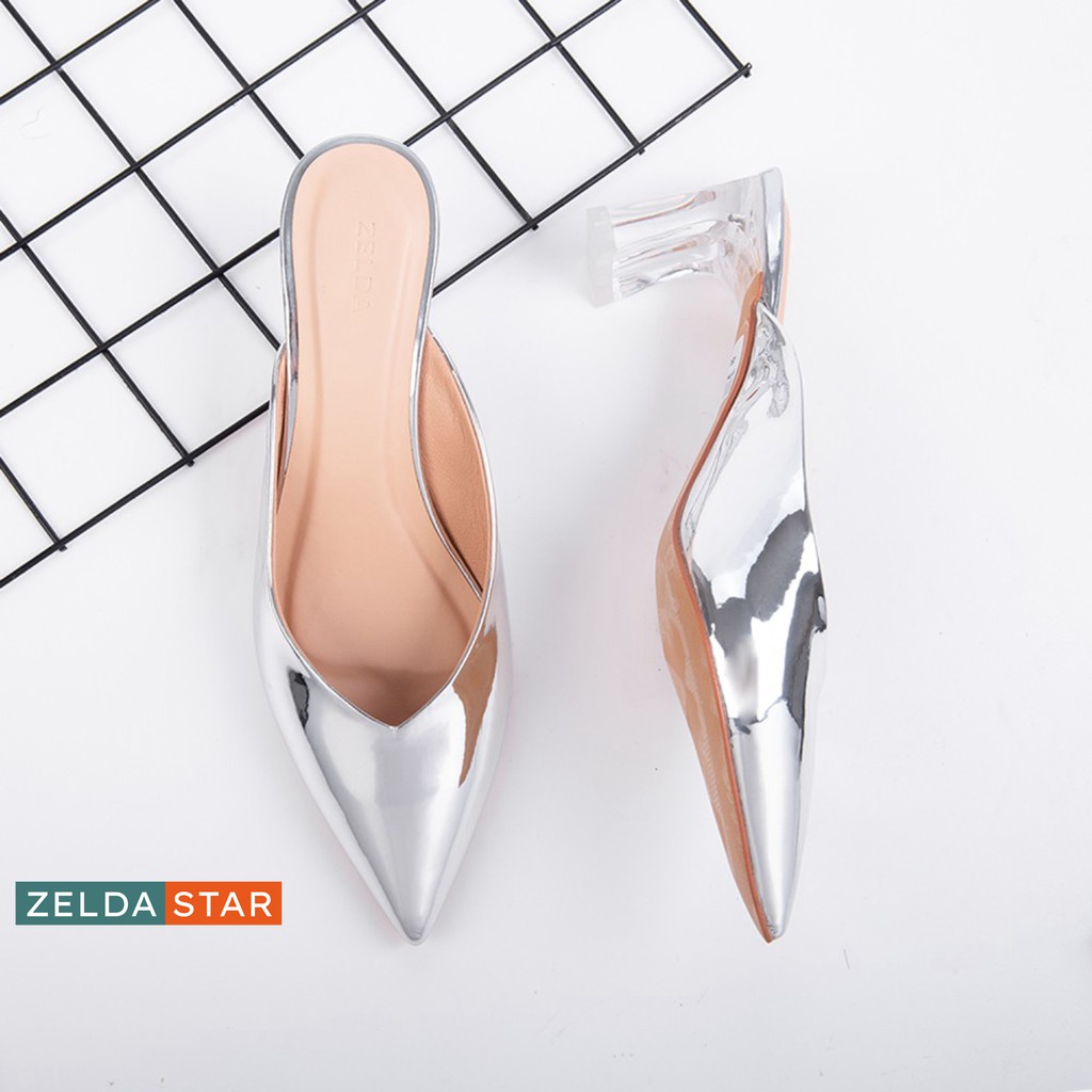 Guốc gót trụ Zelda Star trong suốt cao 6cm - GN0281120
