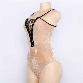 bodysuit nhung đan dây
