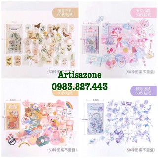 Hình dán tráng trí - Bộ 50 miếng sticker theo chủ đề