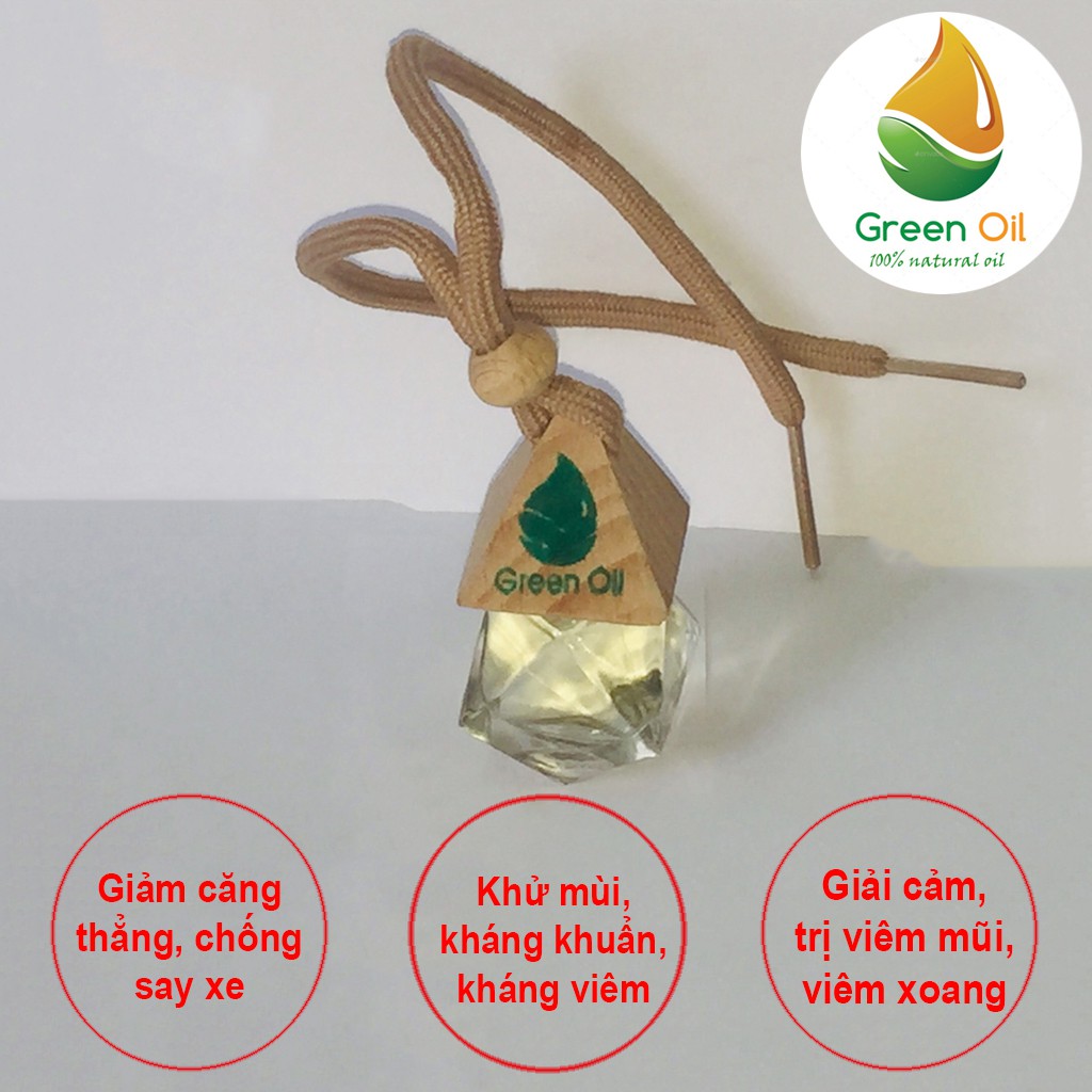 Lọ tinh dầu bạc hà treo xe, tủ quần áo Green Oil hương thơm mát, đuổi côn trùng, chuột