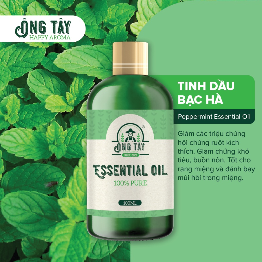 Tinh dầu thiên nhiên Bạc Hà xông phòng làm thơm phòng ÔNG TÂY lau sàn đuổi muỗi an toàn cho trẻ nhỏ/Cam/Hoa Hồng/Cà Phê.
