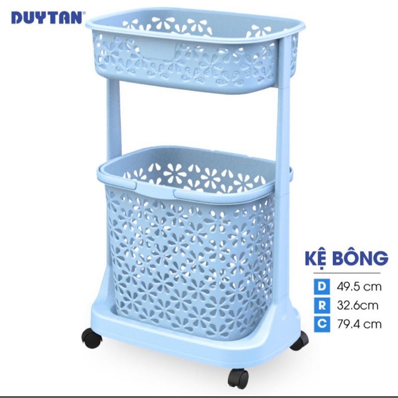Kệ Bông Nhựa Duy Tân 2 Tầng Có Bánh Xe